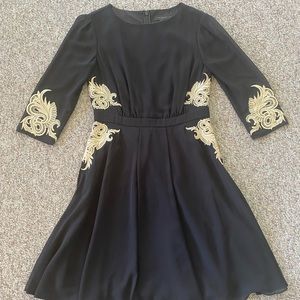Ted Baker Black & Gold Flirty Mini Dress